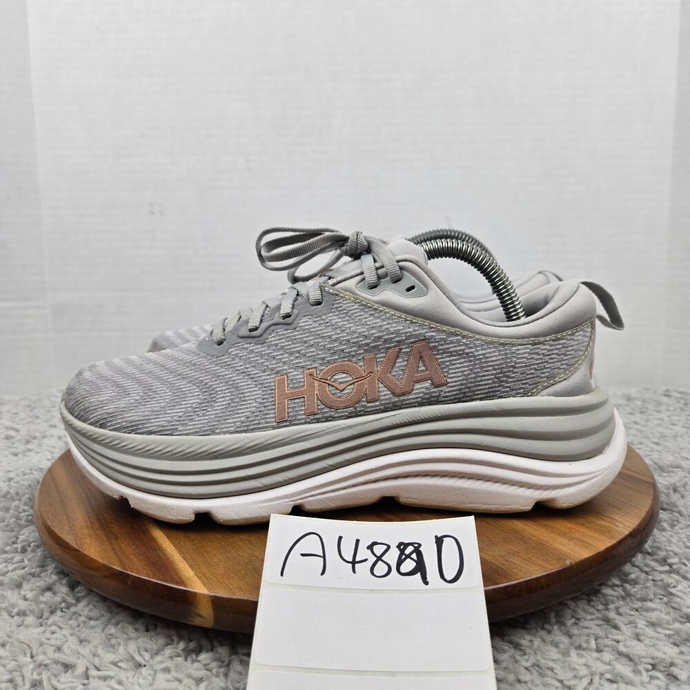 Hoka One One Womens 8.5B Gaviota 5 Harbor Mist Rose Gold Athletic Running Shoe